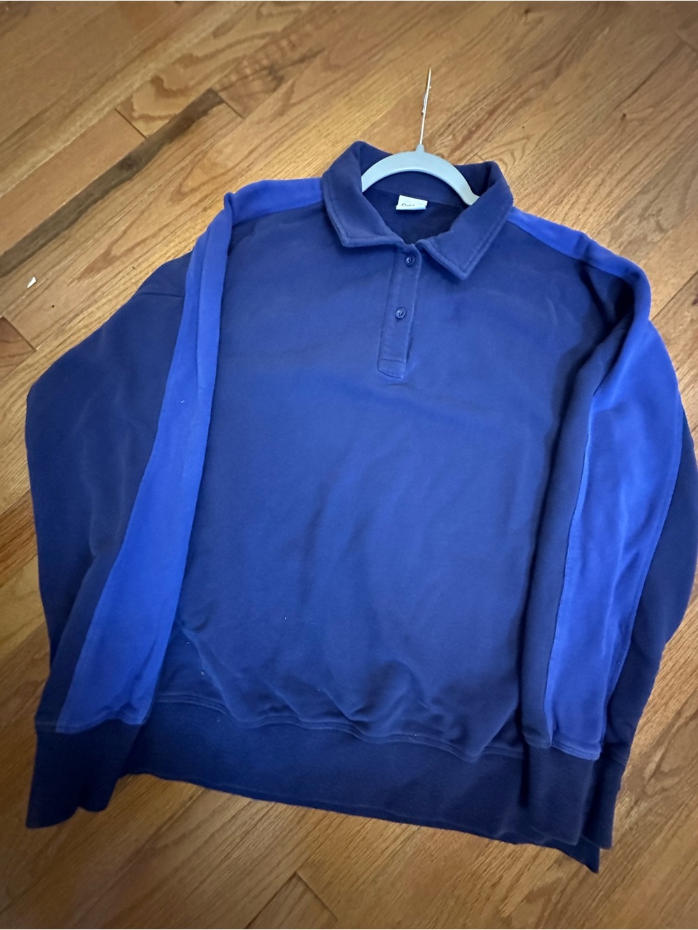 Outdoor Voices Two-Tone Vibrant Blue Polo Sweatshirt